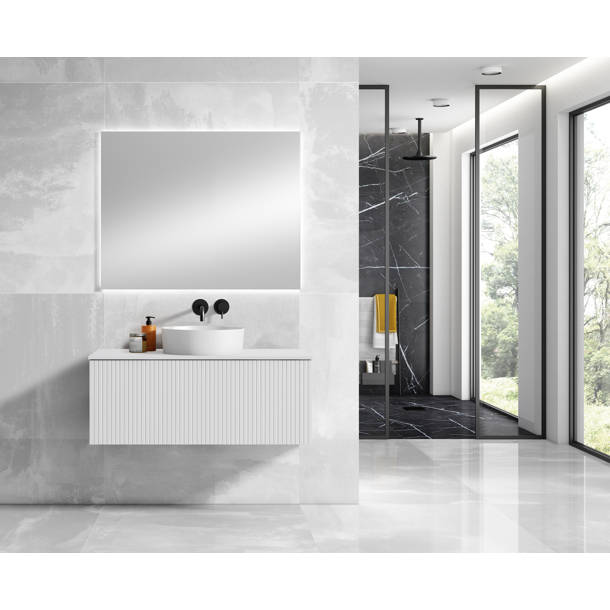 Orren Ellis Zak 32'' Wall Mounted Single Bathroom Vanity with Ceramic